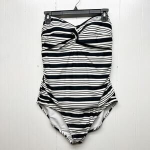 Catalina Striped One Piece Bathing Suit Women's Size XL Strapless Ruched Sides
